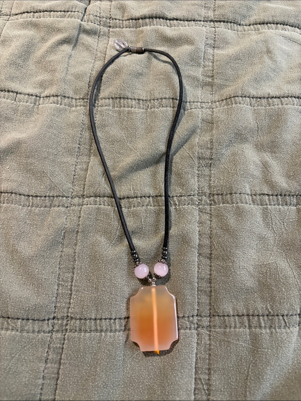 Handmade Pink and Orange Agate Pendant Necklace